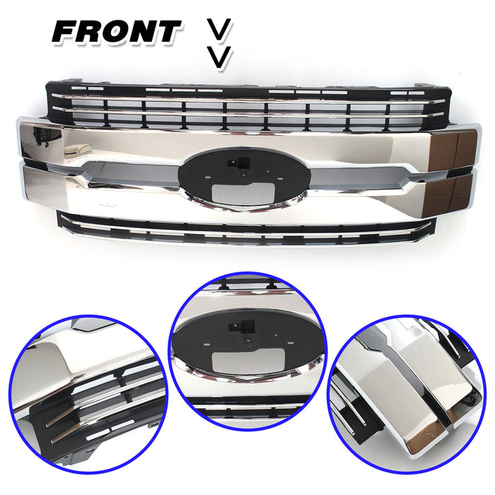 For 2017 2018 2019 Ford F250 F350 F450 Super Duty Bumper Grille Chrome Grill