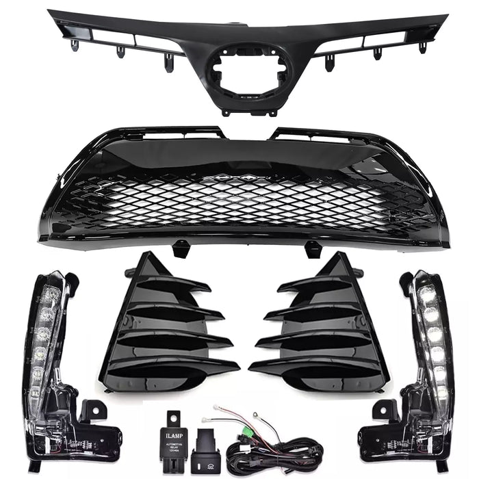 6PCS Front Upper Lower Grille LED Fog Lights for 2017-2019 Toyota Corolla SE XSE