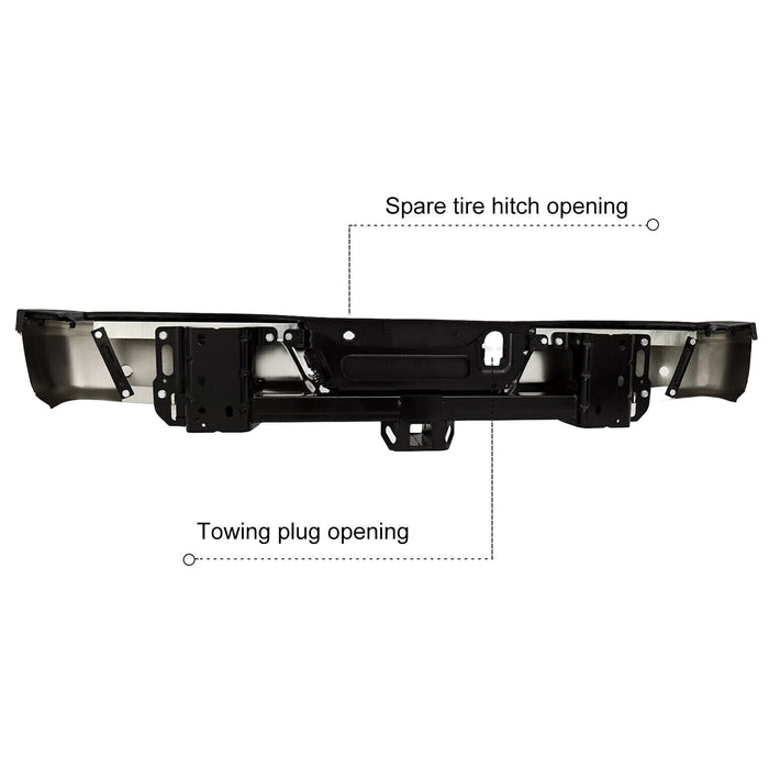 Chrome Rear Bumper for 2015-2019 Ford F150 F-150 W/ Heavy Duty Tow & Sensor Hole