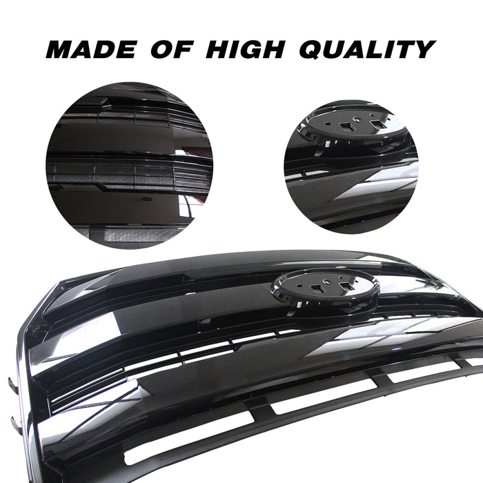 For 2015-2017 Ford F150 F-150 Front Upper Grille Grill W/O Camera Glossy Black