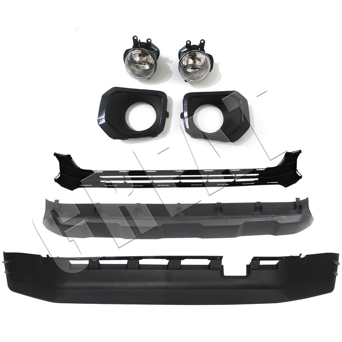 Front Lower Grill Valance Panel Fog Light Bezels Set for 2016-2021 Tacoma SR SR5