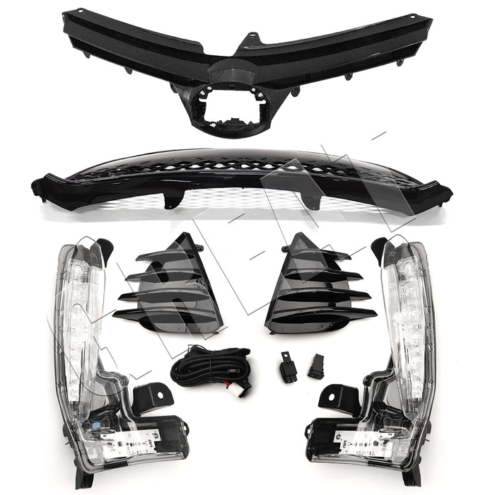 Front Upper Lower Grille LED Fog Lights for 2017 2018 2019 Toyota Corolla SE XSE