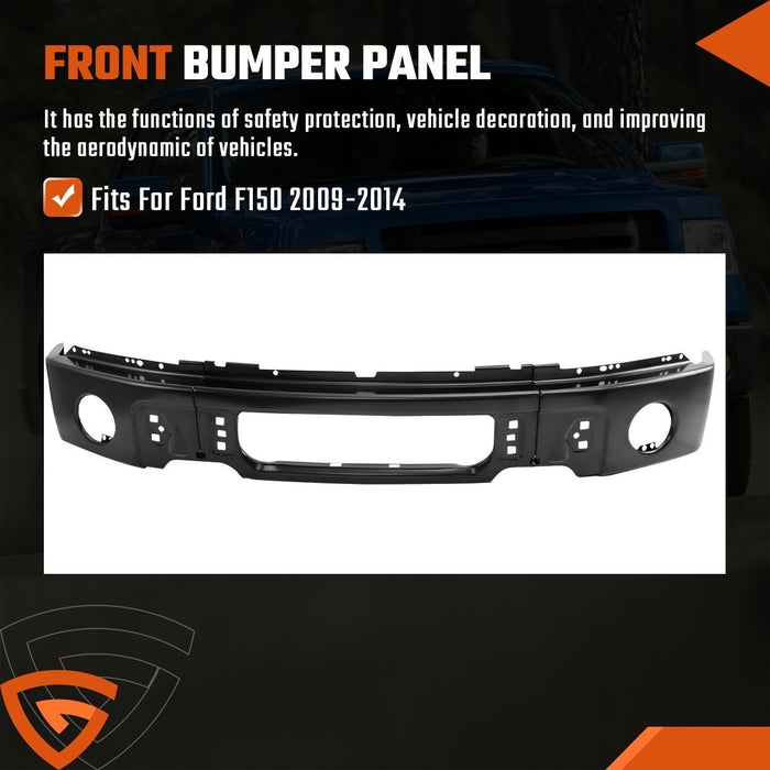 For Ford F150 2009-2014 Front Bumper Face Bar W/ Fog Light Hole Black Split