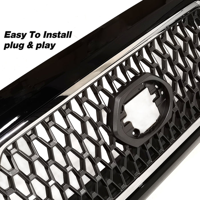 Front Bumper Grille Grill Gray with Chrome Trim for 2019-2023 Toyota Tacoma TRD