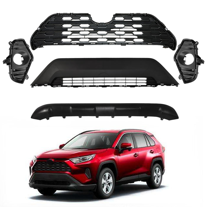 For Toyota RAV4 2019-2021 LE Front Grille Bezels Towing Covers Apron Set 5Pcs