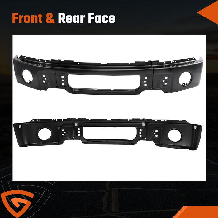 For Ford F150 2009-2014 Front Bumper Face Bar W/ Fog Light Hole Black Split