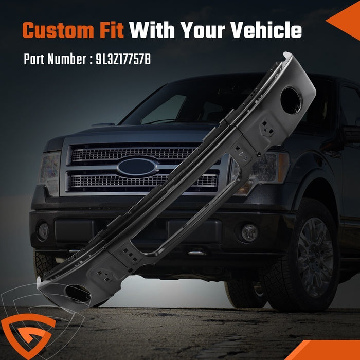 For Ford F150 2009-2014 Front Bumper Face Bar W/ Fog Light Hole Black Split