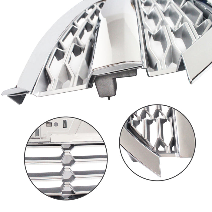 Front Bumper Upper Grille Chrome for 2016 2017 2018 2019 Chevy Silverado 1500