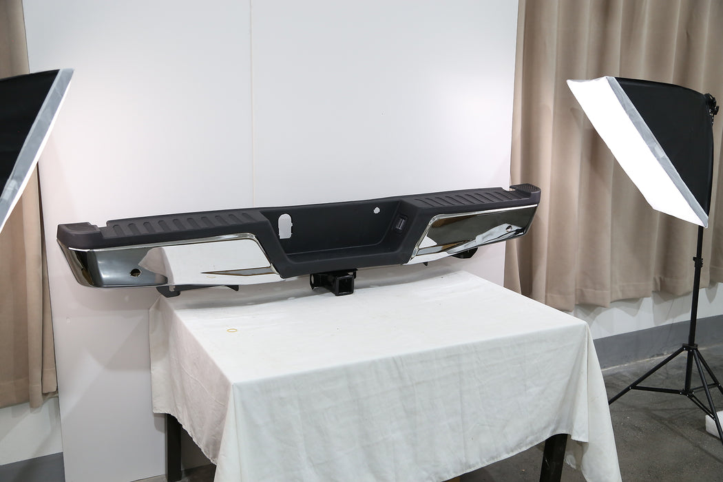 Chrome Rear Bumper for 2015-2019 Ford F150 F-150 W/ Heavy Duty Tow & Sensor Hole