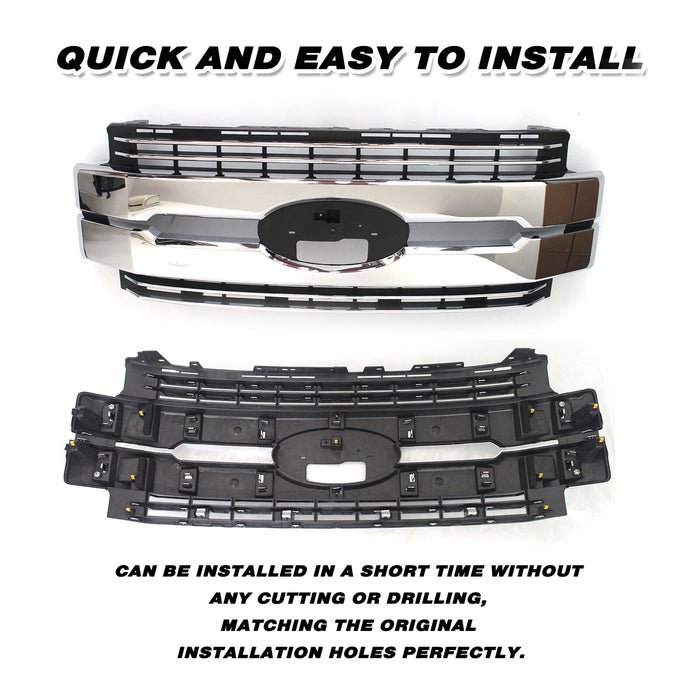 For 2017 2018 2019 Ford F250 F350 F450 Super Duty Bumper Grille Chrome Grill