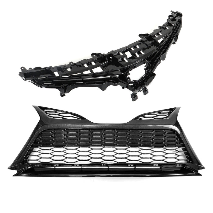 Fits 2021-2023 Toyota Camry SE Front Grille Black Trim Fog Light Bezel Set 9Pcs