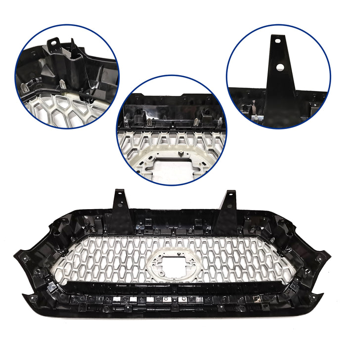 Front Bumper Grille Grill Gray with Chrome Trim for 2019-2023 Toyota Tacoma TRD