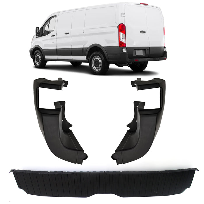 For 2015-2022 Ford Transit Rear Bumper Cover W/O Reflector + Side End Cap Covers