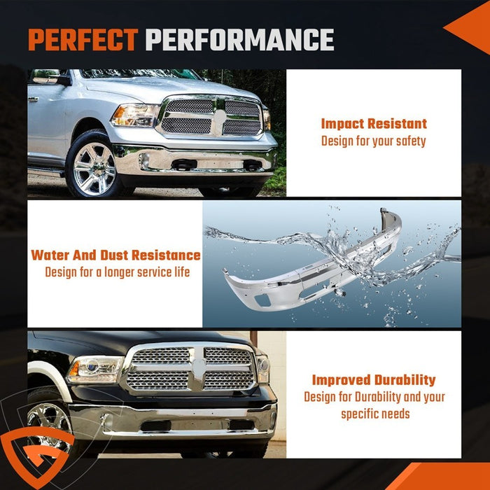Front Bumper Face Bar Chrome for 2013-2018 Ram 1500 2019-2024 Ram 1500