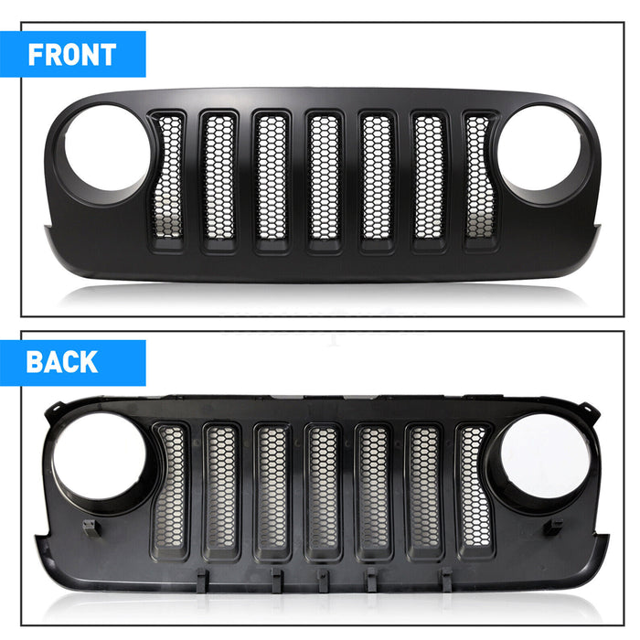 Black Front Bumper Hood Grille Grill for Jeep Wrangler JK /JKU 2007 2008-2017 3J