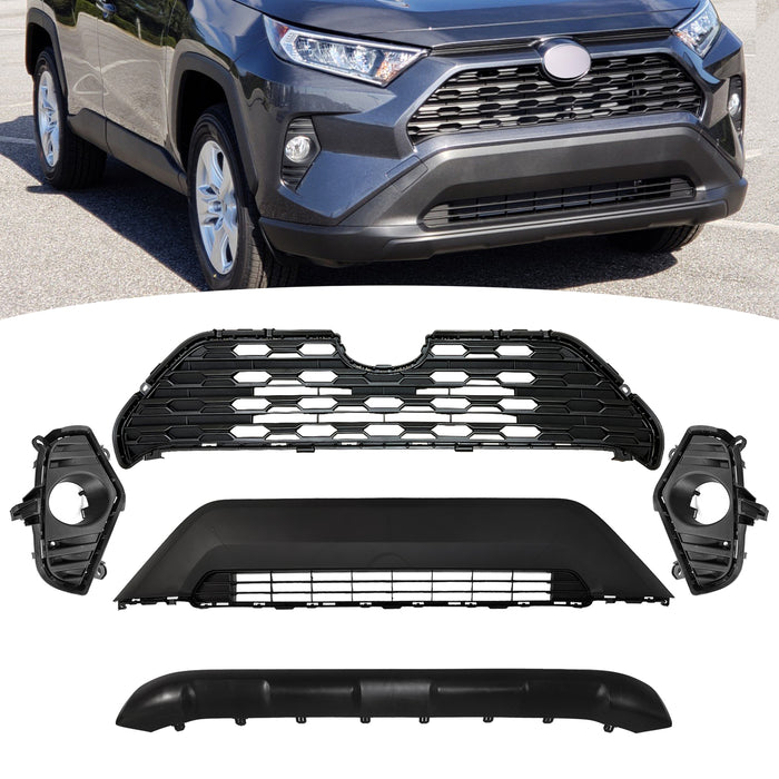 For Toyota RAV4 2019-2021 LE Front Grille Bezels Towing Covers Apron Set 5Pcs