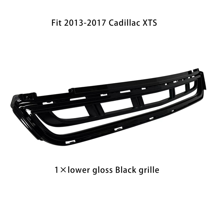 Fit 2013-2017 Cadillac XTS Front Bumper Black Upper Grille Lower Grill 2PCS