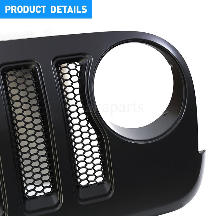 Black Front Bumper Hood Grille Grill for Jeep Wrangler JK /JKU 2007 2008-2017 3J