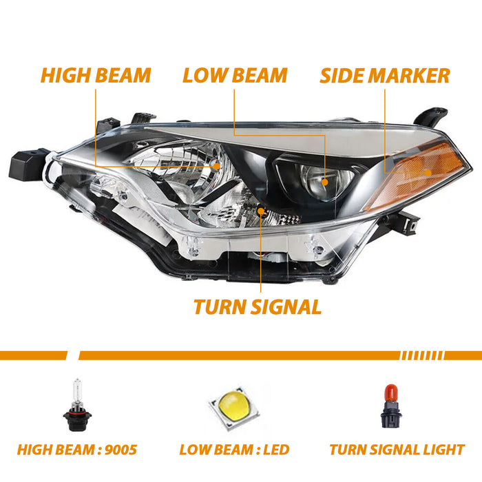 Headlights for 2014 2015 2016 Toyota Corolla Headlamps Left+Right SET Head Light