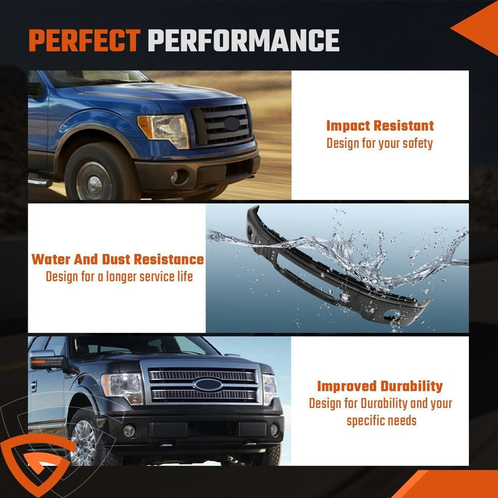 For Ford F150 2009-2014 Front Bumper Face Bar W/ Fog Light Hole Black Split