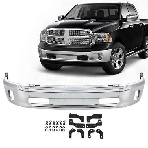 NEW Chrome - Steel Front Bumper Face Bar for 2013-2018 RAM 1500 Pickup W/ Fog