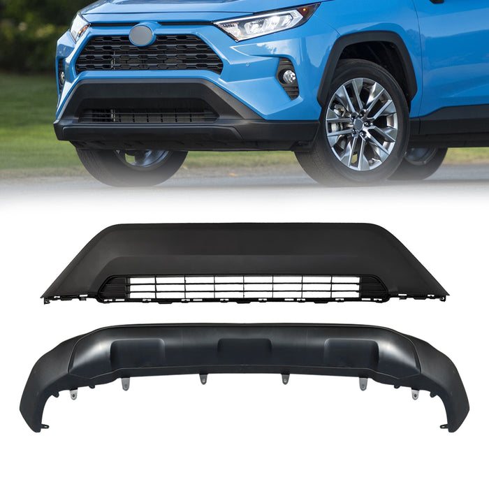 For 2019-2021 Toyota RAV4 Front Bumper Lower Grille+Valance Panel