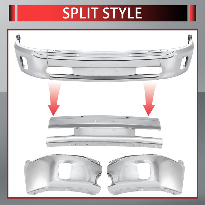 NEW Chrome - Steel Front Bumper Face Bar for 2013-2018 RAM 1500 Pickup W/ Fog