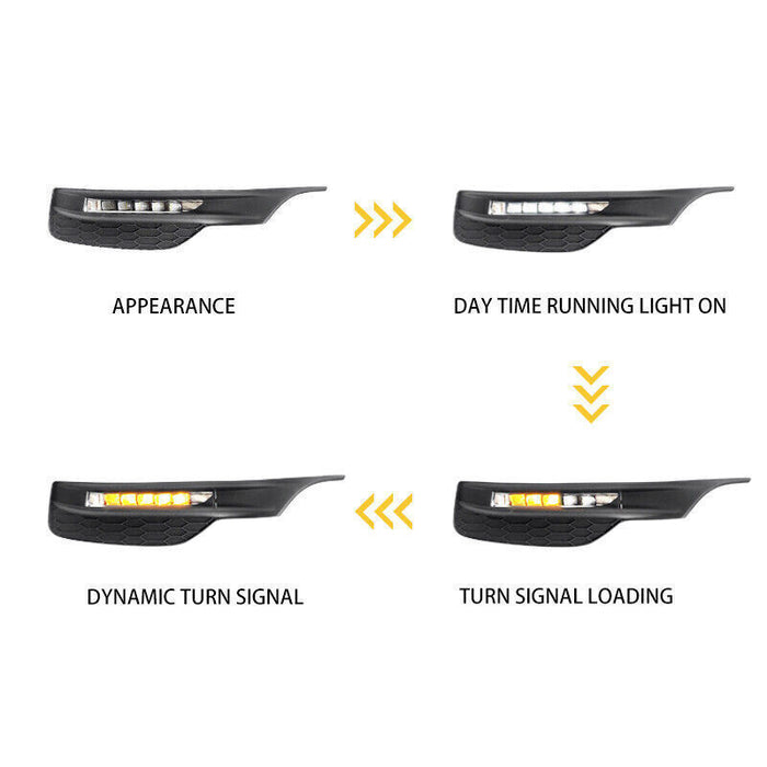 For 2016 2017 Honda Accord EX Front Bumper Upper & Lower Grille &LED FOG LIGHTS