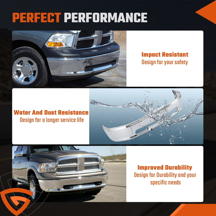 Front Bumper for 2009 2010 2011 2012 Dodge RAM 1500 W/O Fog Light Hole Steel