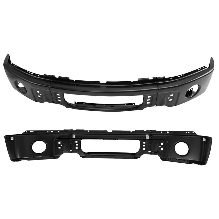 For Ford F150 2009-2014 Front Bumper Face Bar W/ Fog Light Hole Black Split