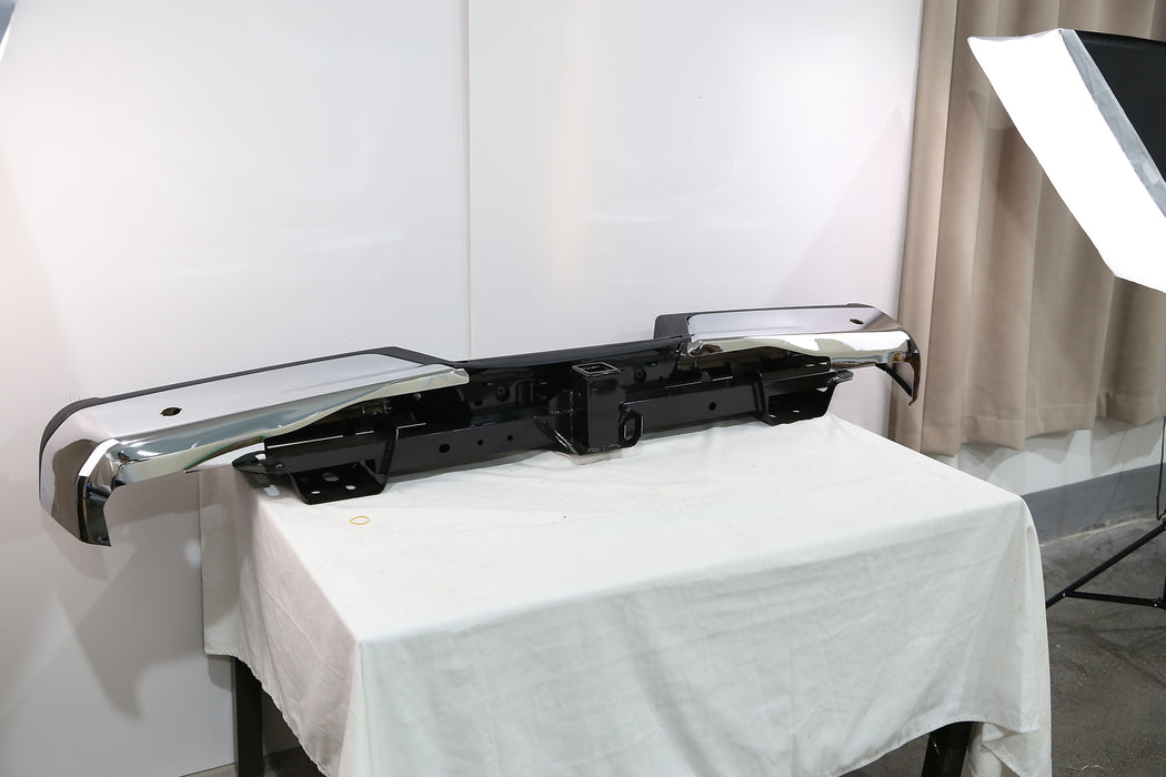 Chrome Rear Bumper for 2015-2019 Ford F150 F-150 W/ Heavy Duty Tow & Sensor Hole