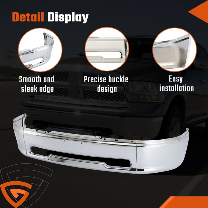 Front Bumper for 2009 2010 2011 2012 Dodge RAM 1500 W/O Fog Light Hole Steel