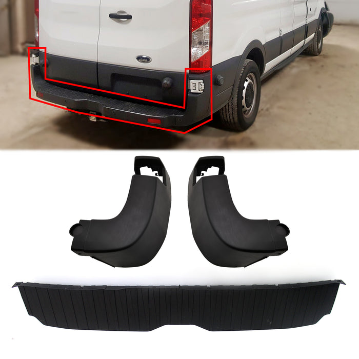For 2015-2022 Ford Transit Rear Bumper Cover W/O Reflector + Side End Cap Covers