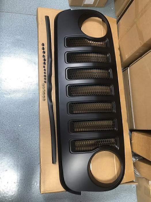 Black Front Bumper Hood Grille Grill for Jeep Wrangler JK /JKU 2007 2008-2017 3J