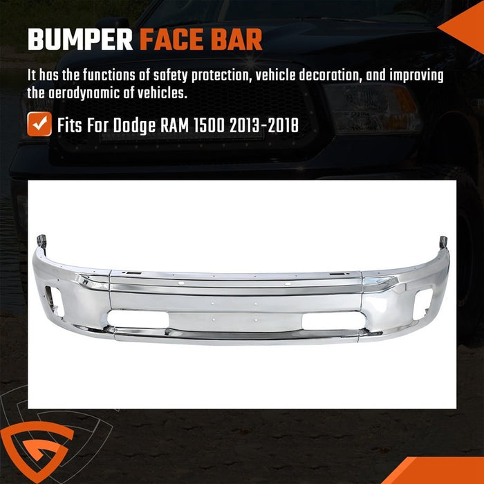 Front Bumper Face Bar Chrome for 2013-2018 Ram 1500 2019-2024 Ram 1500