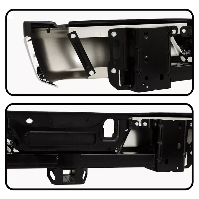 Chrome Rear Bumper for 2015-2019 Ford F150 F-150 W/ Heavy Duty Tow & Sensor Hole