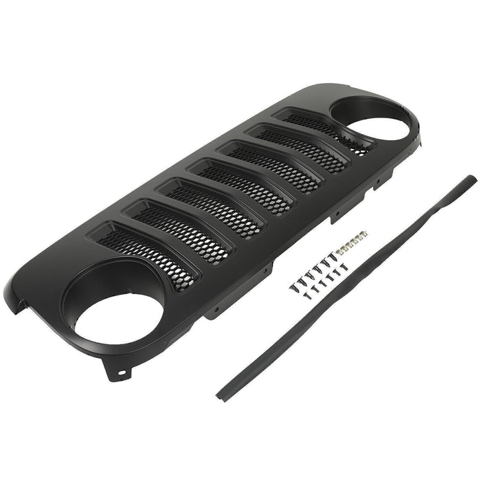 Black Front Bumper Hood Grille Grill for Jeep Wrangler JK /JKU 2007 2008-2017 3J
