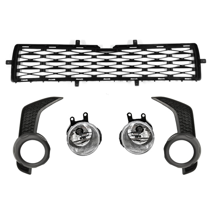 Front Bumper Upper Lower Grill Fog Lights Set for 2014-2019 Toyota 4Runner SR5