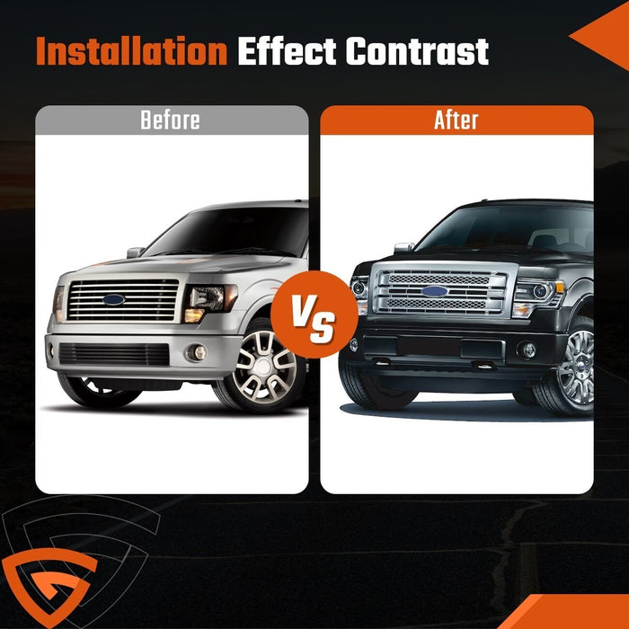 For Ford F150 2009-2014 Front Bumper Face Bar W/ Fog Light Hole Black Split