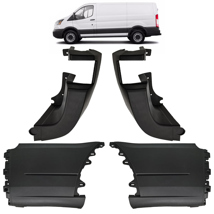 For 2015-2019 Ford Transit 150 250 350 Bumper Cover Extension + End Cap L&R Side