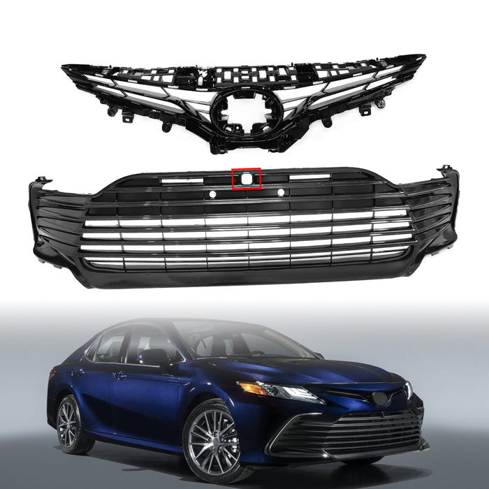 Fit 2021-2024 Toyota Camry LE XLE Front Bumper Upper Grill Lower Grille W/ Holes