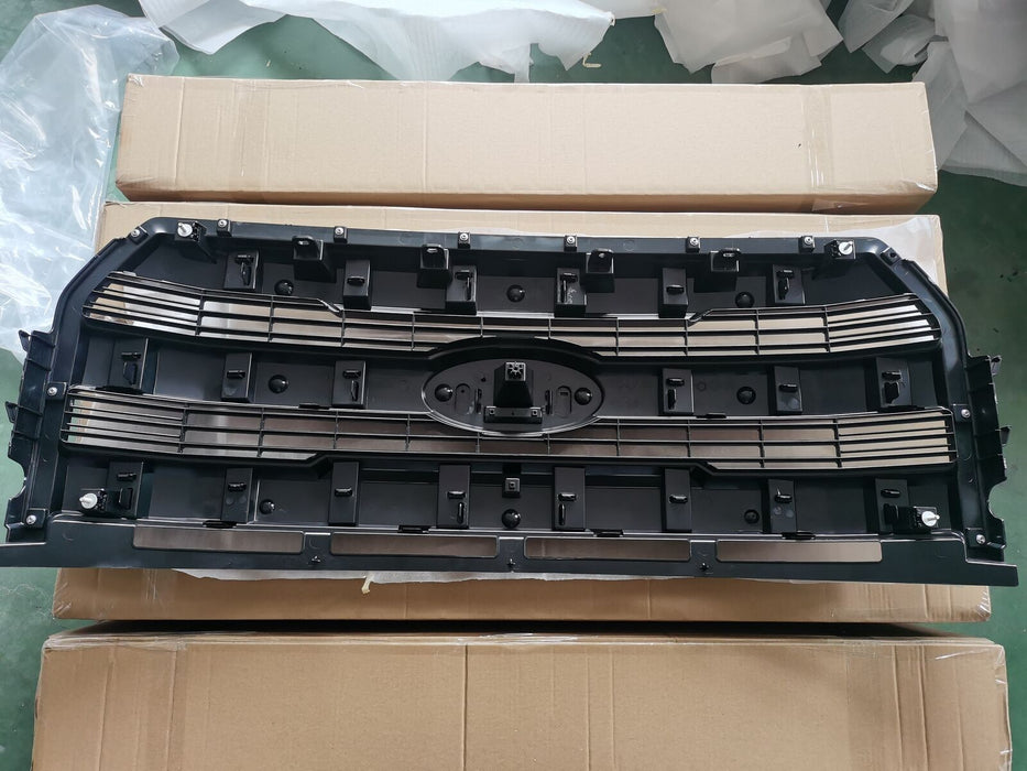 For 2015-2017 Ford F150 F-150 Front Upper Grille Grill W/O Camera Glossy Black