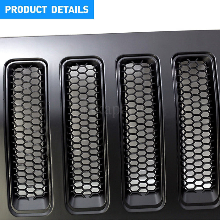 Black Front Bumper Hood Grille Grill for Jeep Wrangler JK /JKU 2007 2008-2017 3J