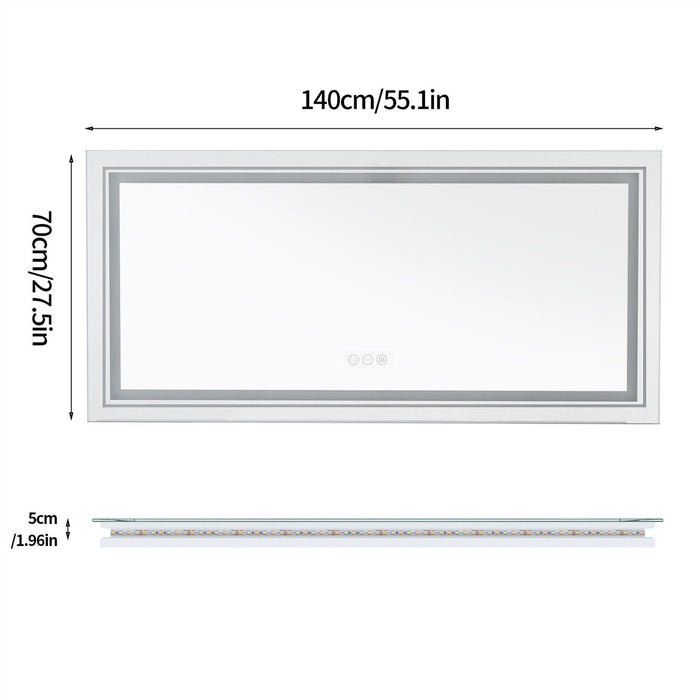 Large Dimmable Double LED Wall Bathroom Mirror