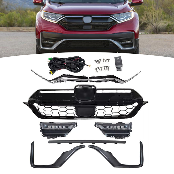 Fits 2020-2022 Honda CRV Front Grille Headlight Trim Fog Light Bracket Set 11Pcs