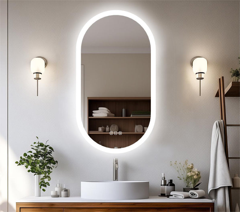 LED Mirror Bathroom Oval Illuminated Dimming Smart Vanity Antifog Mirror