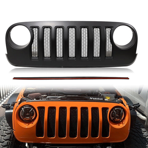 Black Front Bumper Hood Grille Grill for Jeep Wrangler JK /JKU 2007 2008-2017 3J