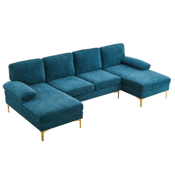 Modern U-Shaped Sectional Sofa: Chenille Fabric Comfort