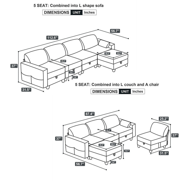 Modular Sectional Sofa Set with Storage: Velvet Comfort