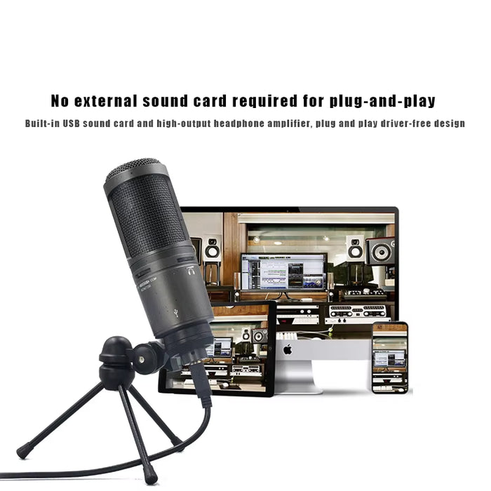 AT2020USB+ Cardioid Condenser USB Microphone, with Built-In Headphone Jack & Volume Control,For Live/Studio/Digital Recording